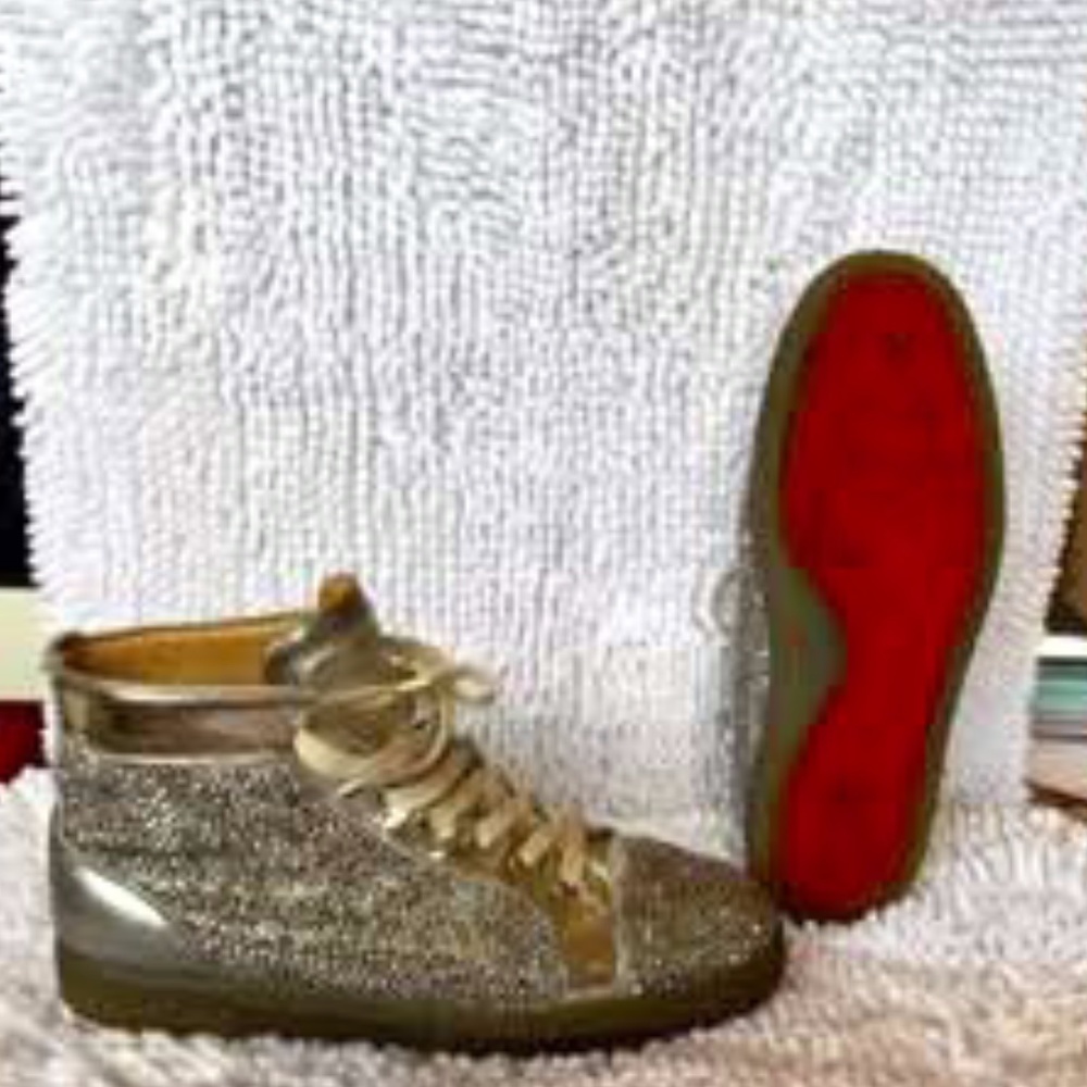 Christian Louboutin Louis Flat Calf Strass Sneakers Silver System Tone M41